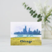 Air Brushed Chicago Skyline Briefkaart (Staand voorkant)