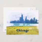Air Brushed Chicago Skyline Briefkaart (Voorkant / Achterkant)
