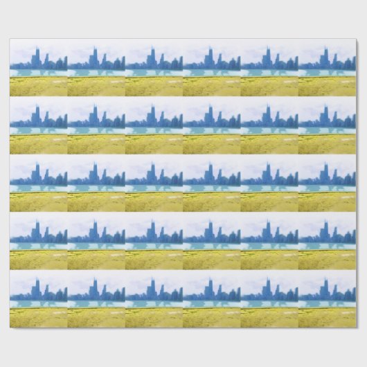 Air Brushed Chicago Skyline Cadeaupapier (Vlak)