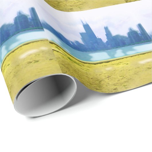 Air Brushed Chicago Skyline Cadeaupapier (Rol Hoek)