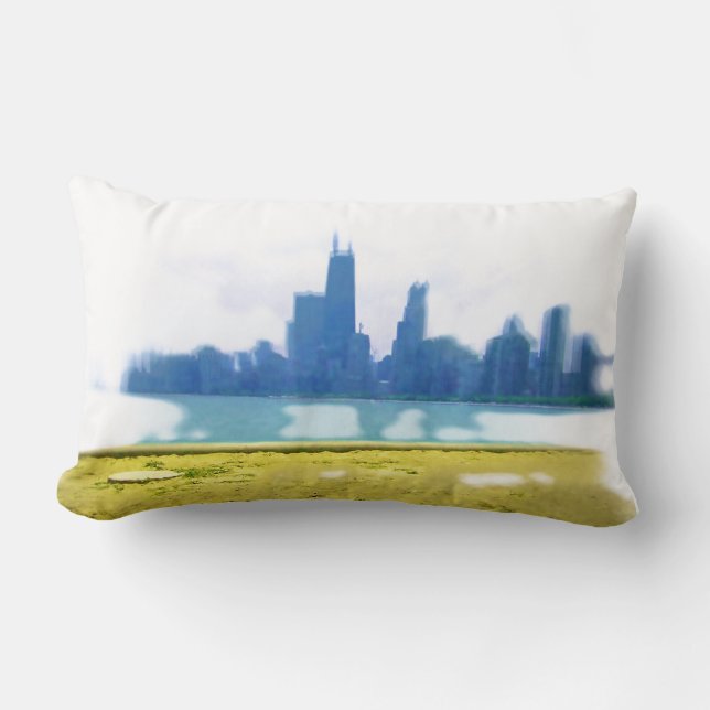 Air Brushed Chicago Skyline Kussen (Voorkant)