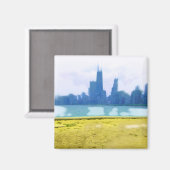 Air Brushed Chicago Skyline Magneet (Voorkant / Achterkant)