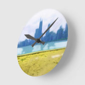 Air Brushed Chicago Skyline Ronde Klok (Hoek)