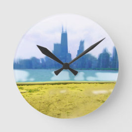 Air Brushed Chicago Skyline Ronde Klok
