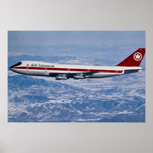 Air Canada 747 over de Rocky Mountains Poster (Voorkant)