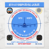 Air Captain is jarig. Grappig, volledig Wijn Etiket (Enkel label)