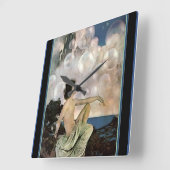 "Air Castles" van Maxfield Parrish Vierkante Klok (Hoek)