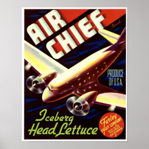 Air Chief merk ijsbergsla krat label Lehman Poster