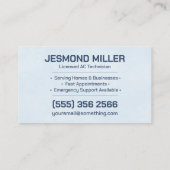 Air Conditioning – Repair • Service • Installation Visitekaartje (Achterkant)