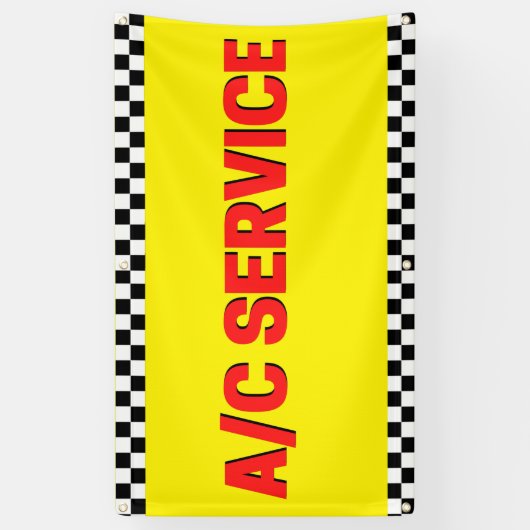 Air Conditioning Service Automotive Shop Yellow Spandoek (Verticaal)