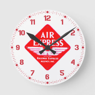 Air Express via Railway Express Agency Wall Clock Ronde Klok