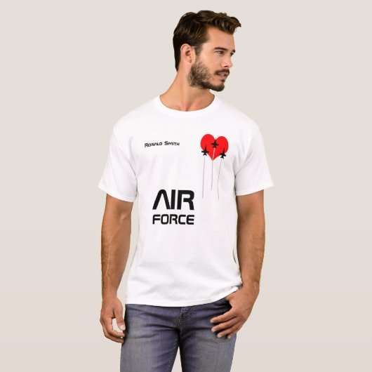 Air Force Red Heart grappig persoonlijk T-shirt (Voorkant volledig)