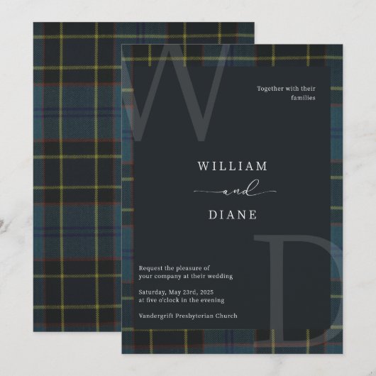 Air Force Tartan Invitation Kaart (Voorkant / Achterkant)