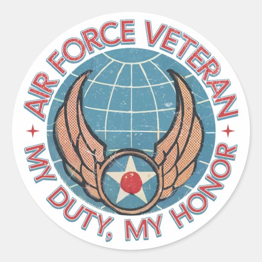 Air Force Veteran Ronde Sticker (Voorkant)