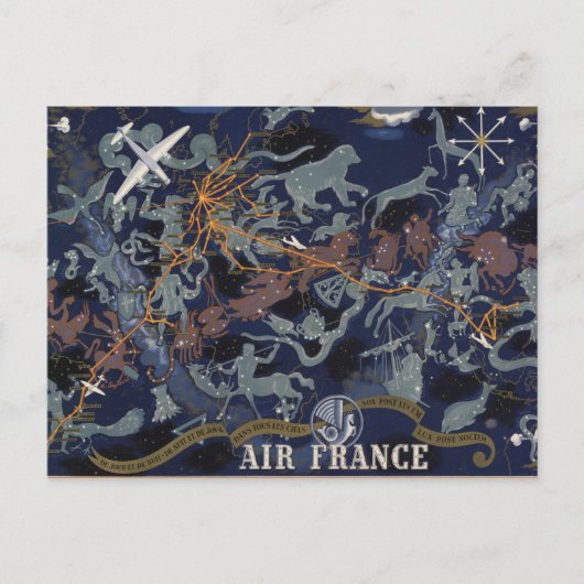 Air France: De nuit et de jour dans tous les ciel Briefkaart (Voorkant)