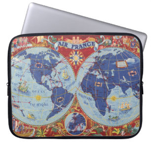 Air France-kaart van de wereld Laptop Sleeve