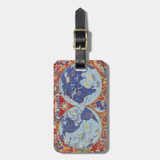 Air France Map of the World Bagagelabel (Voorkant verticaal)