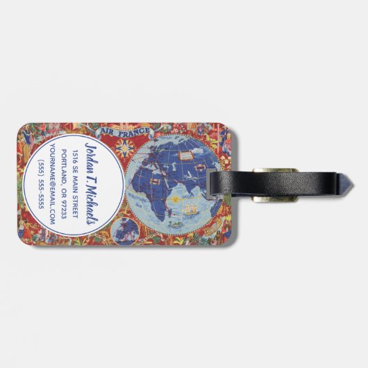 Air France Map of the World Bagagelabel (Achterkant horizontaal)