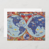 Air France Map of the World Briefkaart (Voorkant / Achterkant)