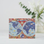 Air France Map of the World Briefkaart (Staand voorkant)