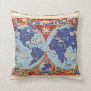 Air France Map of the World Kussen