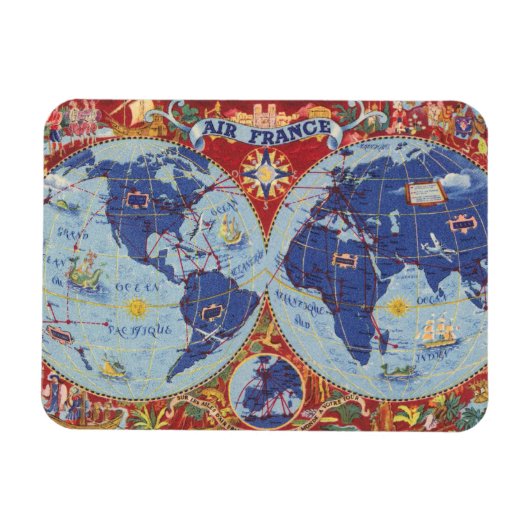 Air France Map of the World Magneet (Horizontaal)