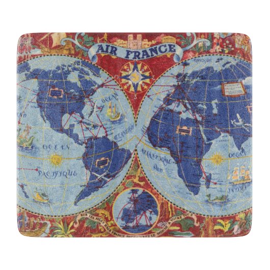 Air France Map of the World Snijplank (Voorkant)