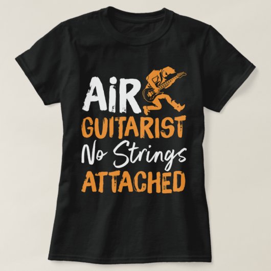 Air Guitarist No Strings Attached Pap Guitar en B T-shirt (Design voorkant)