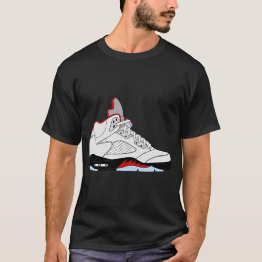 Air Jordan V (5) Fire Red Silver Tongue T-shirt (Voorkant)