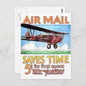 Air Mail bespaart tijd Briefkaart (Voorkant / Achterkant)