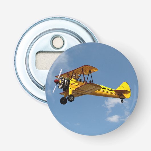 Air Mail Biplane Button Flesopener (Voorkant)