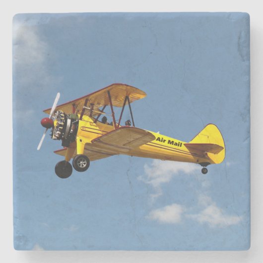 Air Mail Biplane Stenen Onderzetter (Voorkant)