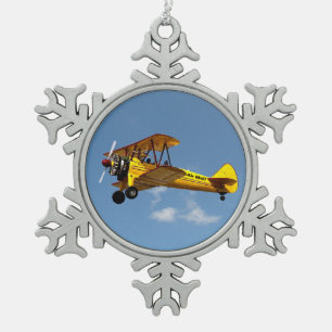 Air Mail Biplane Tin Sneeuwvlok Ornament
