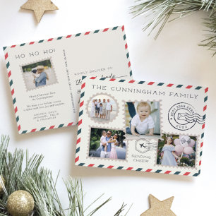 Air Mail Holiday Photo Collage Briefkaart