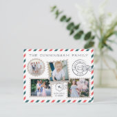 Air Mail Holiday Photo Collage Briefkaart | wit (Staand voorkant)