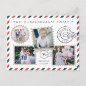 Air Mail Holiday Photo Collage Briefkaart | wit (Voorkant)