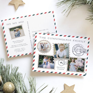 Air Mail Holiday Photo Collage Briefkaart wit