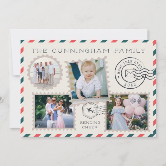 Air Mail | Jaar in Review Foto-collage Feestdagenkaart (Voorkant)