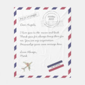 Air Mail Letter en Airplane custom message Fleece Deken (Voorkant)
