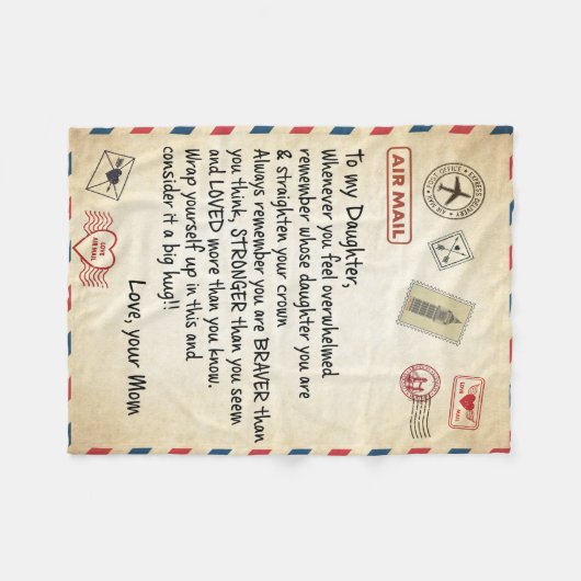 Air Mail naar mijn dochter Fleece Deken (Voorkant (Horizontaal))
