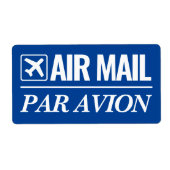 Air Mail / Par Avion grote blauwe verzendlabels Etiket (Voorkant)