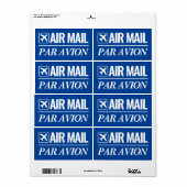 Air Mail / Par Avion grote blauwe verzendlabels Etiket (Full Sheet)
