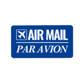 Air Mail / Par Avion kleine blauwe postlabels Etiket (Voorkant)