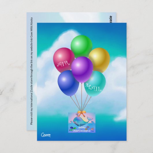 Air Mail Postcrossing Whale - Briefkaart (Voorkant / Achterkant)