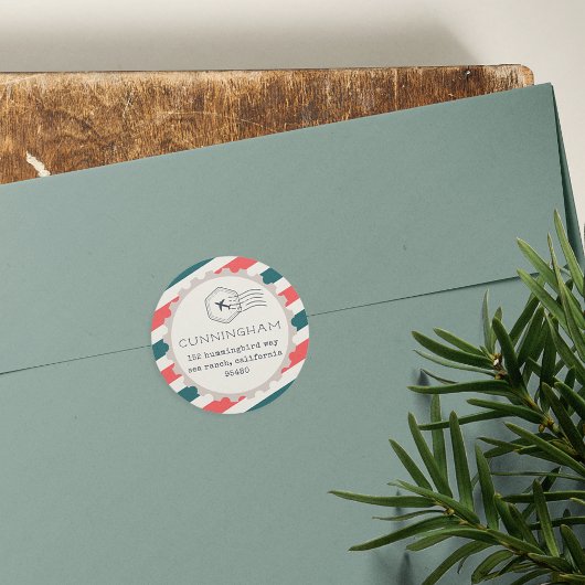Air Mail Return Address Sticker