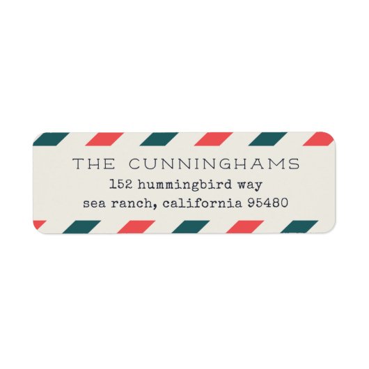 Air Mail Return-adres Etiket (Voorkant)