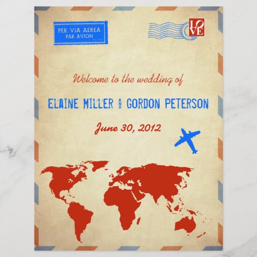  Air Mail Wedding Program Flyer: Onderdruk (Voorkant)