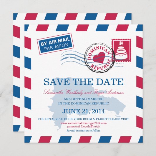 Air Mail Wedding Save the Date (Voorkant / Achterkant)