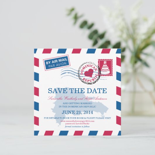 Air Mail Wedding Save the Date (Staand voorkant)