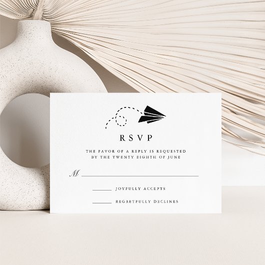 Air Mail | Zwarte en witte RSVP-kaart RSVP Kaartje